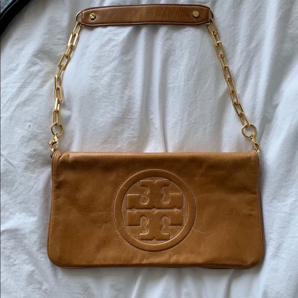 Tan Tory Burch clutch